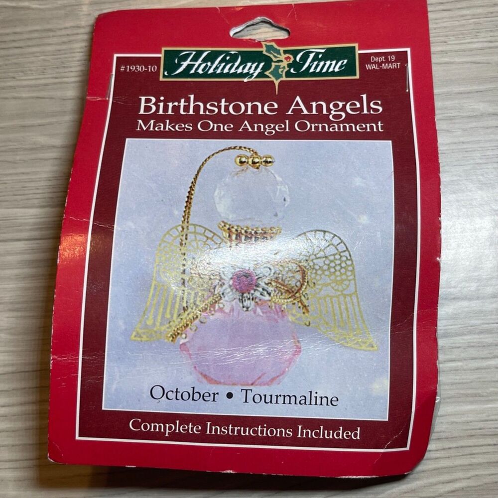 Vintage Walmart Holiday Time Birthstone Angels Kit | October - Tourmaline